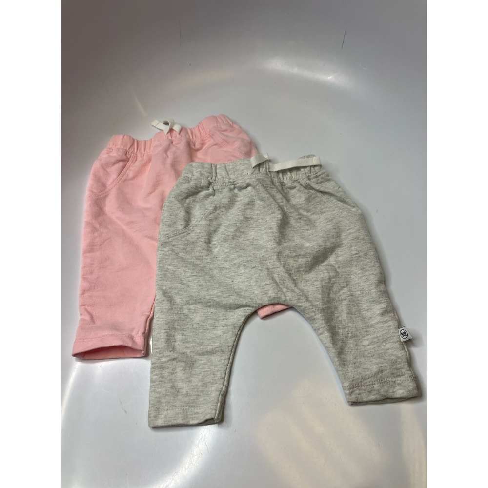 Honest Baby Pants Kids 0-3M Pink Gray Excellent Organic Cotton Harem Jogger Set